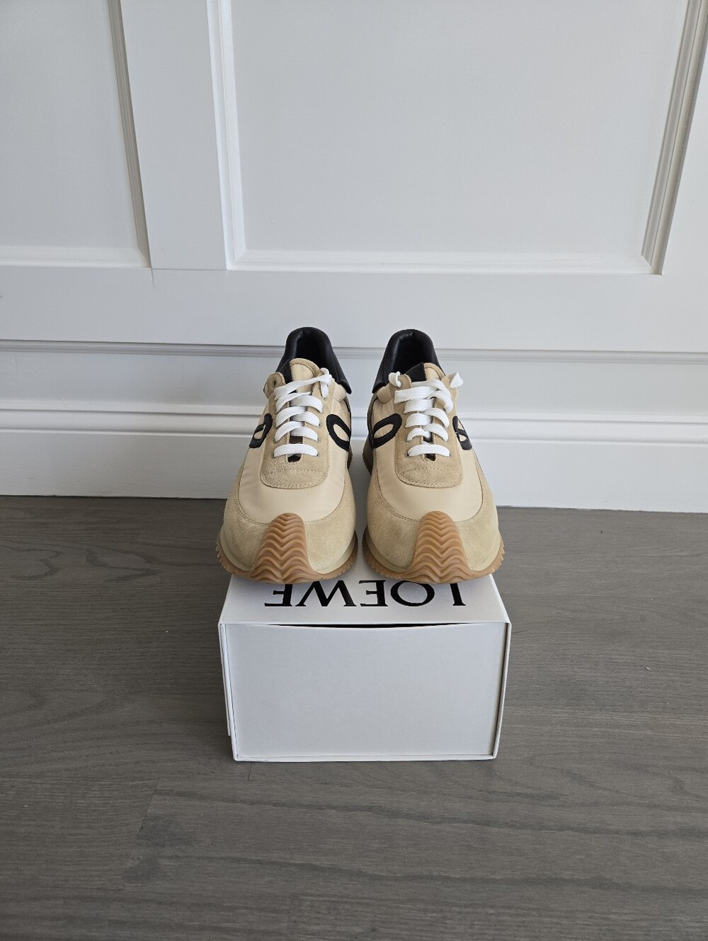 $890 LOEWE Flow Runner 2.0 Suede Nylon Sneakers Beige EU 45 US 12 BNIB - Picture 8 of 15